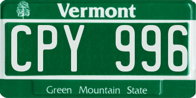 VT license plate CPY996
