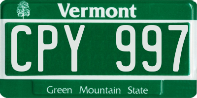 VT license plate CPY997
