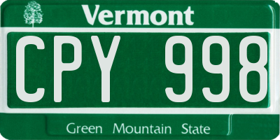VT license plate CPY998