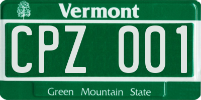 VT license plate CPZ001