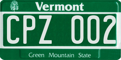 VT license plate CPZ002