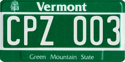VT license plate CPZ003