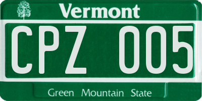 VT license plate CPZ005