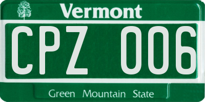 VT license plate CPZ006