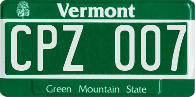 VT license plate CPZ007