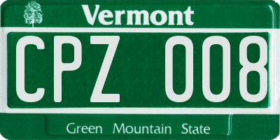 VT license plate CPZ008