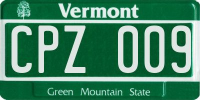 VT license plate CPZ009