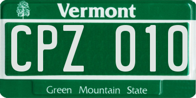 VT license plate CPZ010