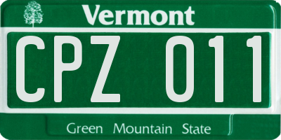 VT license plate CPZ011