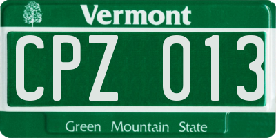 VT license plate CPZ013