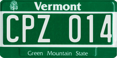VT license plate CPZ014