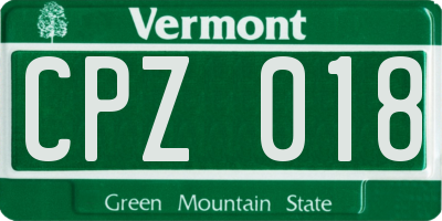 VT license plate CPZ018