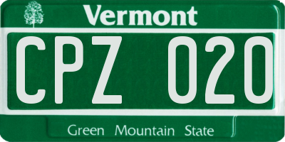 VT license plate CPZ020