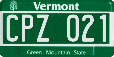 VT license plate CPZ021