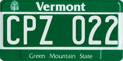 VT license plate CPZ022