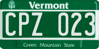 VT license plate CPZ023