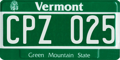 VT license plate CPZ025