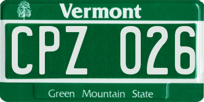 VT license plate CPZ026
