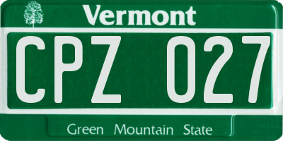 VT license plate CPZ027