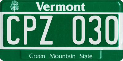 VT license plate CPZ030