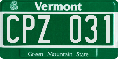 VT license plate CPZ031