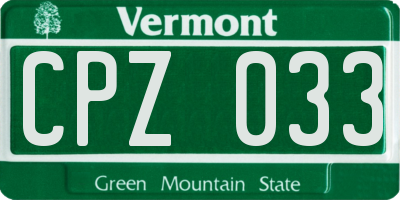 VT license plate CPZ033