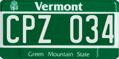 VT license plate CPZ034