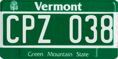 VT license plate CPZ038