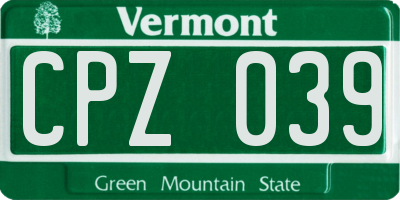 VT license plate CPZ039