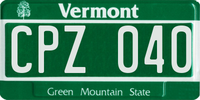 VT license plate CPZ040