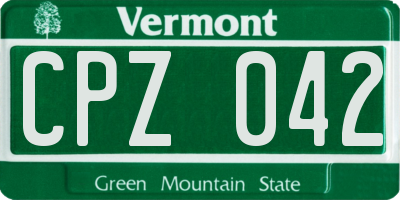 VT license plate CPZ042