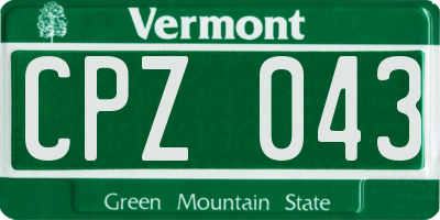 VT license plate CPZ043