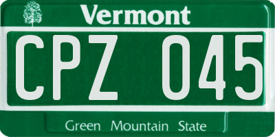 VT license plate CPZ045