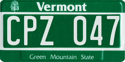 VT license plate CPZ047