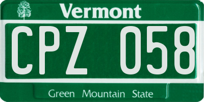 VT license plate CPZ058