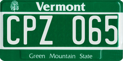 VT license plate CPZ065