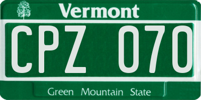 VT license plate CPZ070