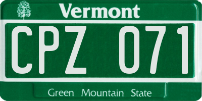 VT license plate CPZ071