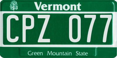 VT license plate CPZ077