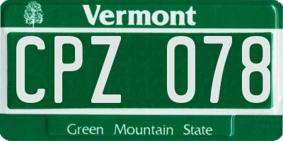 VT license plate CPZ078