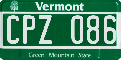 VT license plate CPZ086