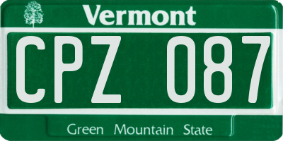 VT license plate CPZ087
