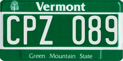 VT license plate CPZ089