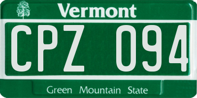 VT license plate CPZ094
