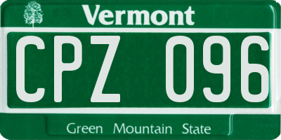 VT license plate CPZ096