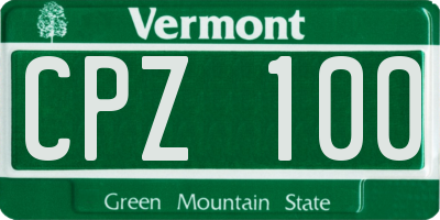 VT license plate CPZ100