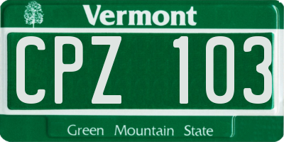 VT license plate CPZ103