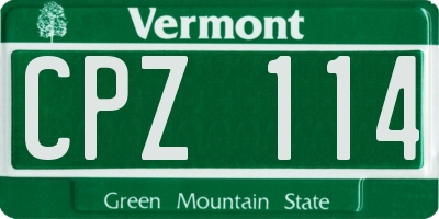 VT license plate CPZ114