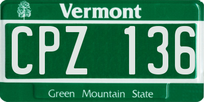 VT license plate CPZ136