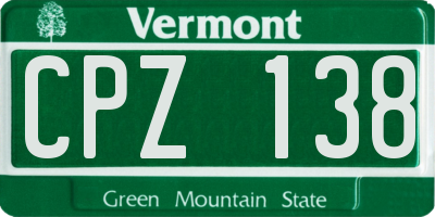 VT license plate CPZ138